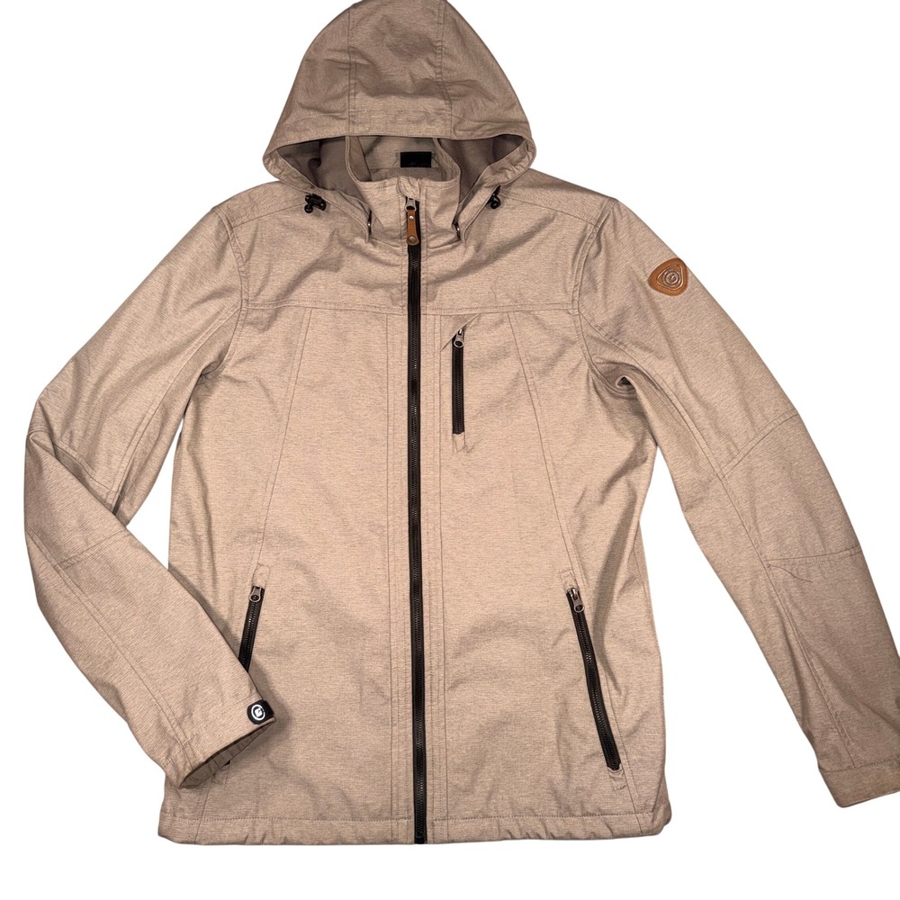 Killtec Ski Shell Jacket Medium Mens Tan Detachable Hood Water Resistant